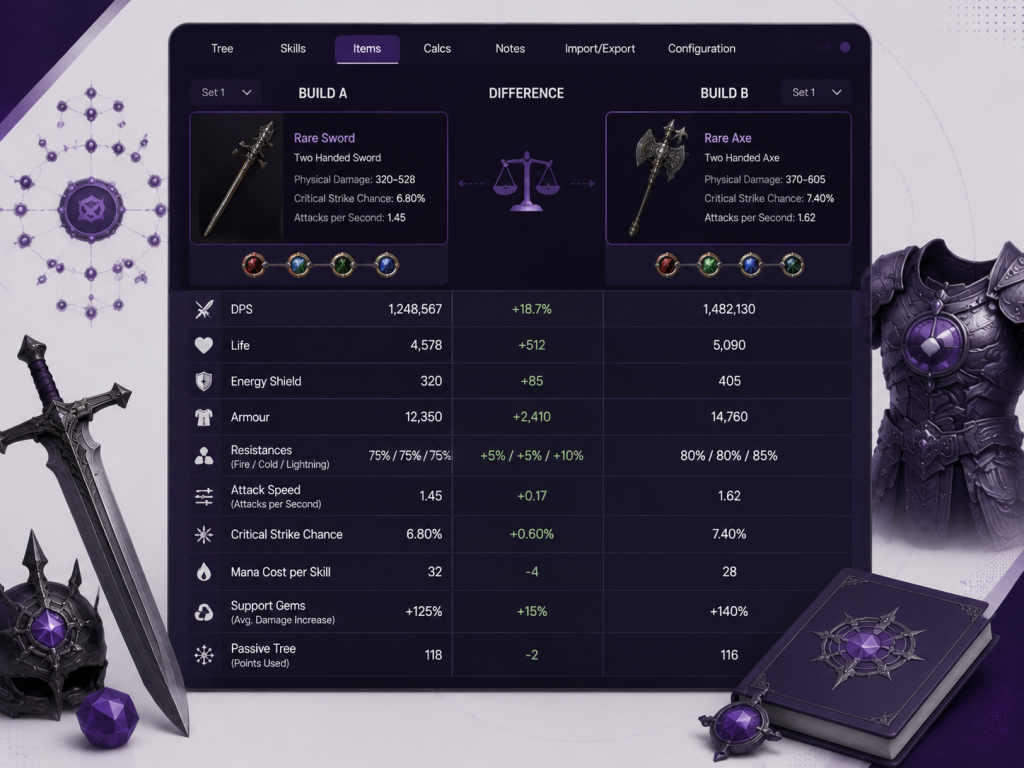 Side-by-Side Gear and Skill Comparisons